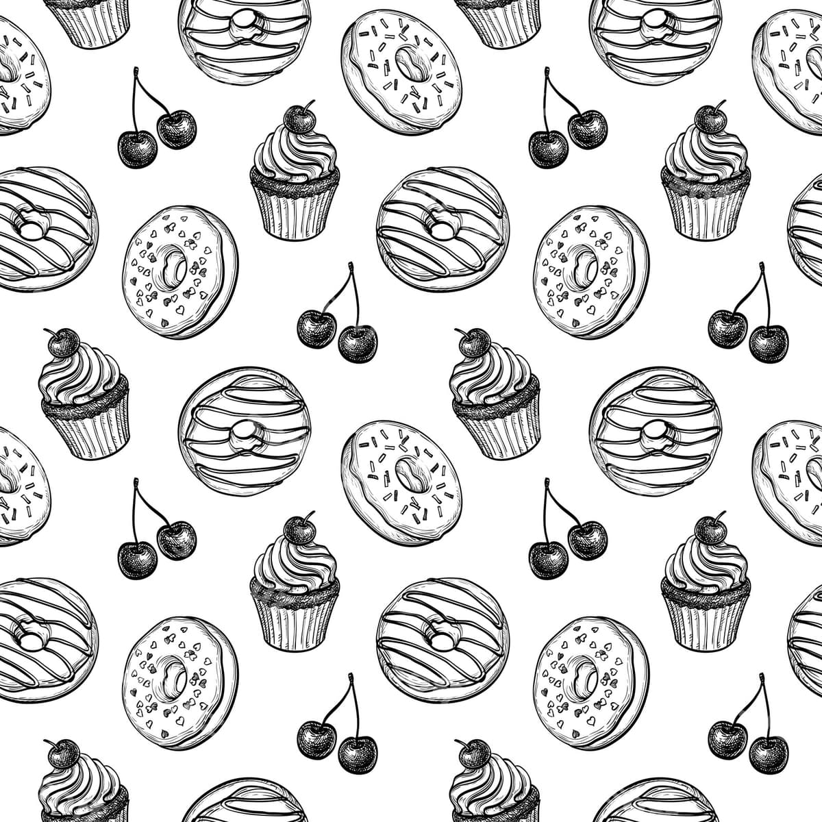 Shirinliklar bilan choksiz naqsh | Seamless pattern with sweets