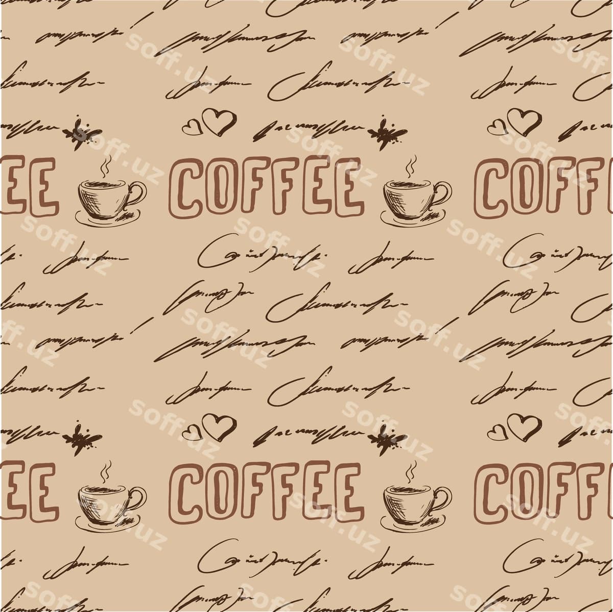 Seamless vektor naqsh qahva urug‘lari bilan | Seamless vector pattern with coffee beans
