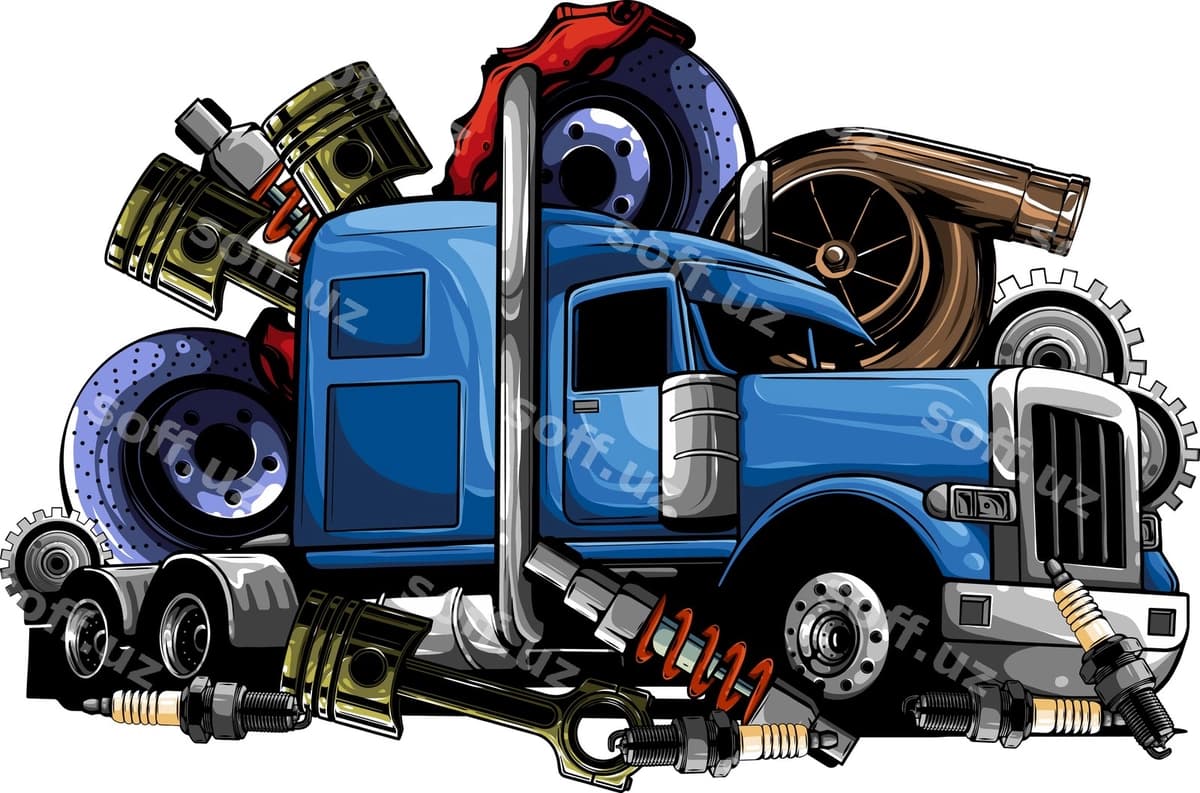 Yarim yuk mashinasi vektor illyustratsiyasi | Semi truck vehicle vector illustration