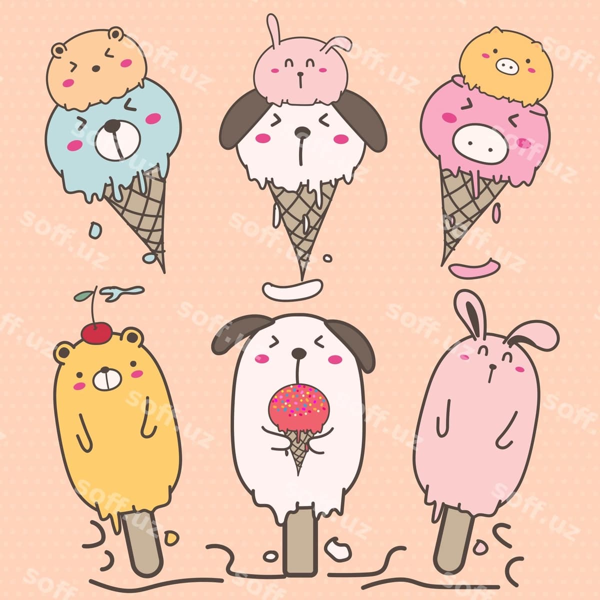 Komplekt muzqaymoq chiroyli | Set cute ice cream