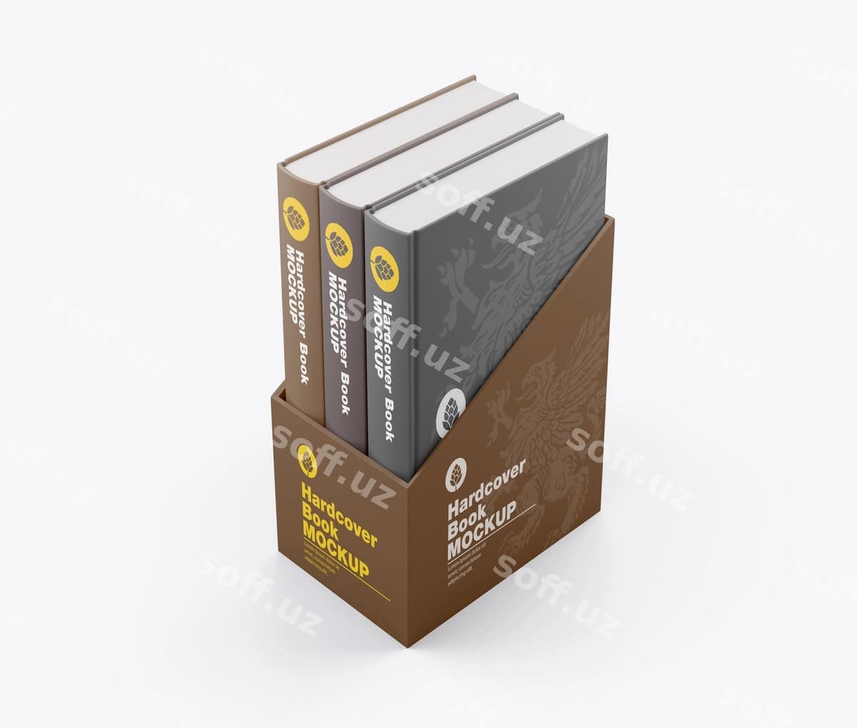 Qattiq muqovali kitob maketini o'rnating | Set hardcover book mockup