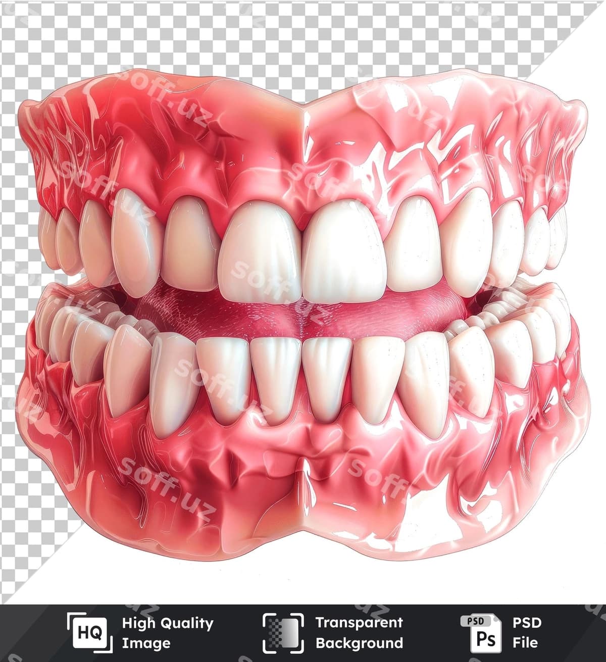 Tishlar to'plami ajraltirilgan shaffof orqa fonda | Set teeth isolated transparent background