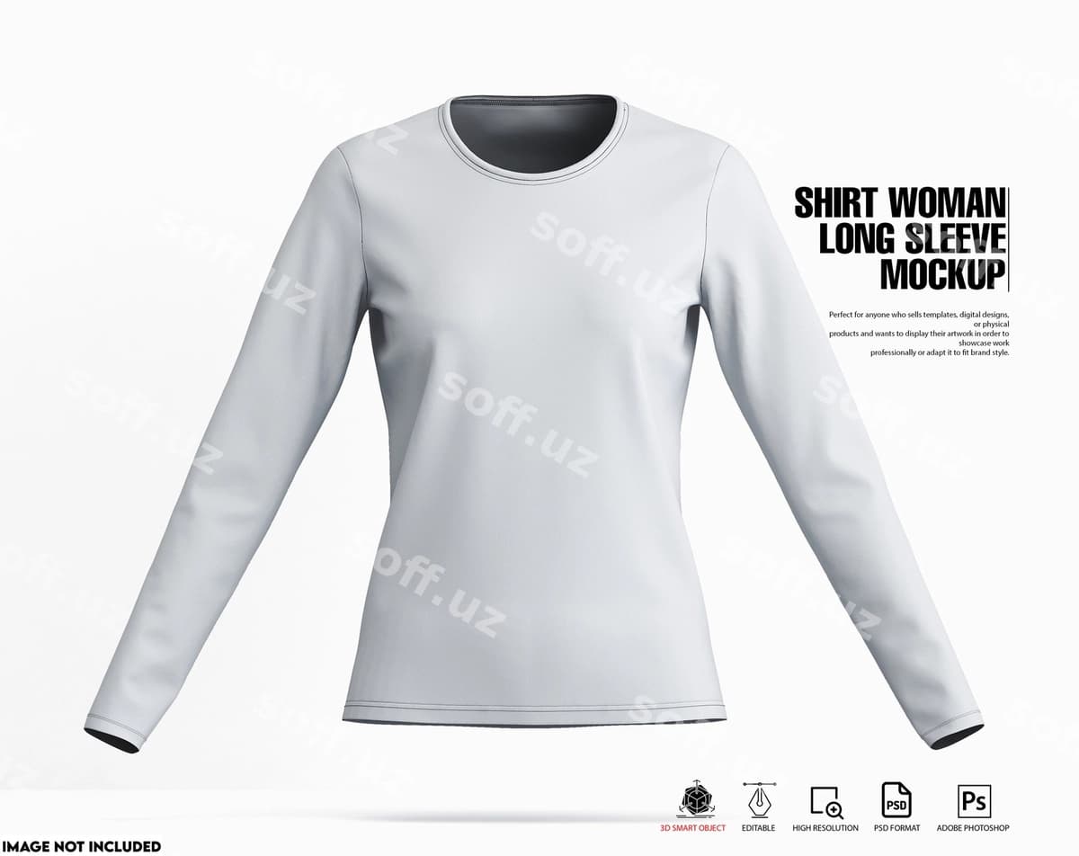 Ayollar uchun uzun qo'lli ko'ylak namunasi | Shirt women long sleeve mockup