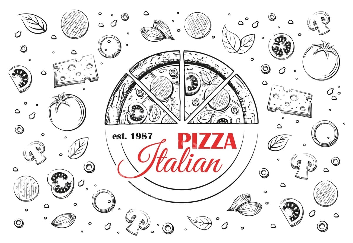 Italiya pitsasining logotipini chizib oling | Sketch italian pizza logo