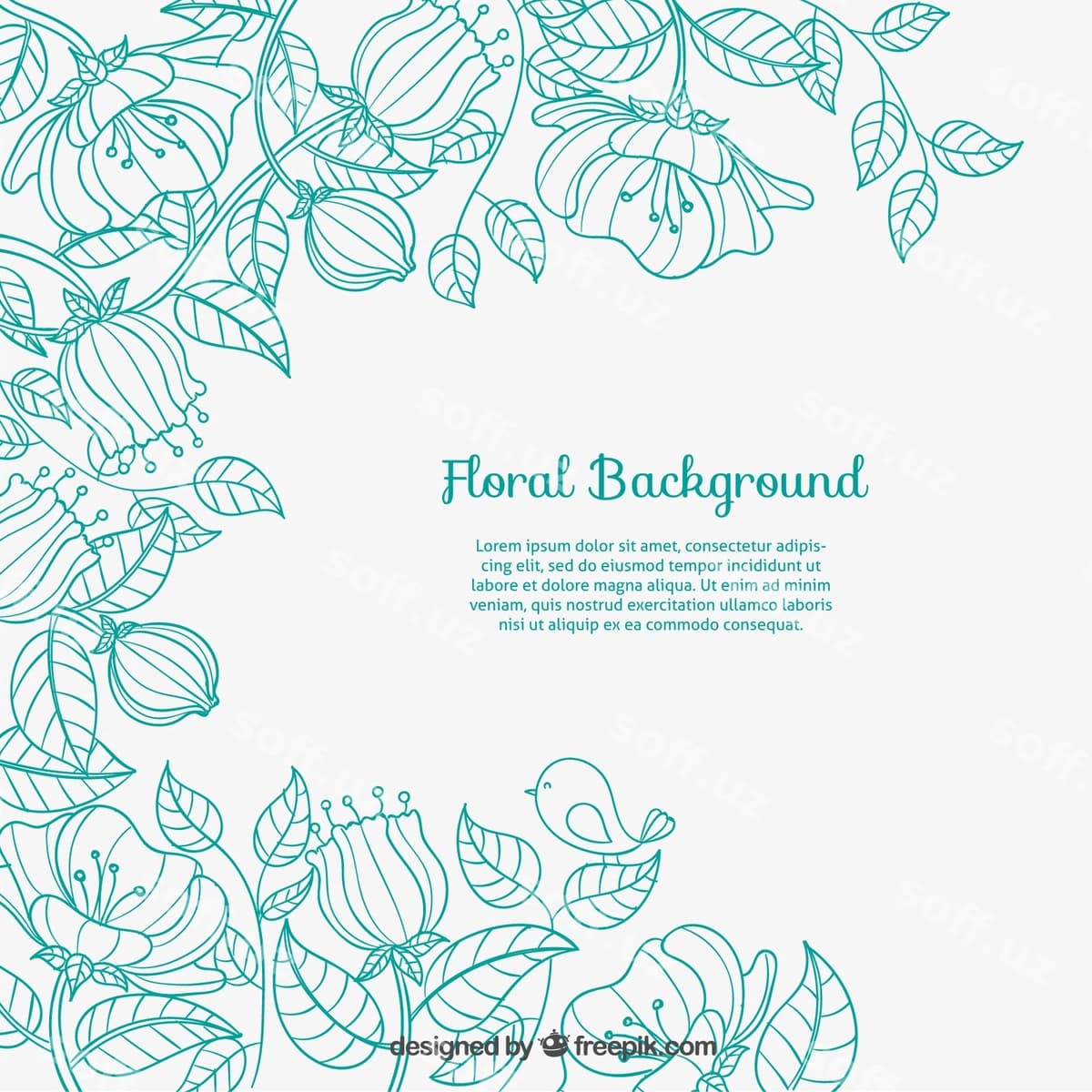 Chizilgan gulli fon | Sketchy floral background
