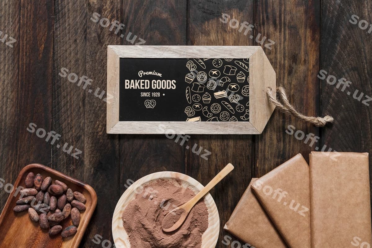 Slate model shokolad kontseptsiyasi bilan | Slate mockup with chocolate concept