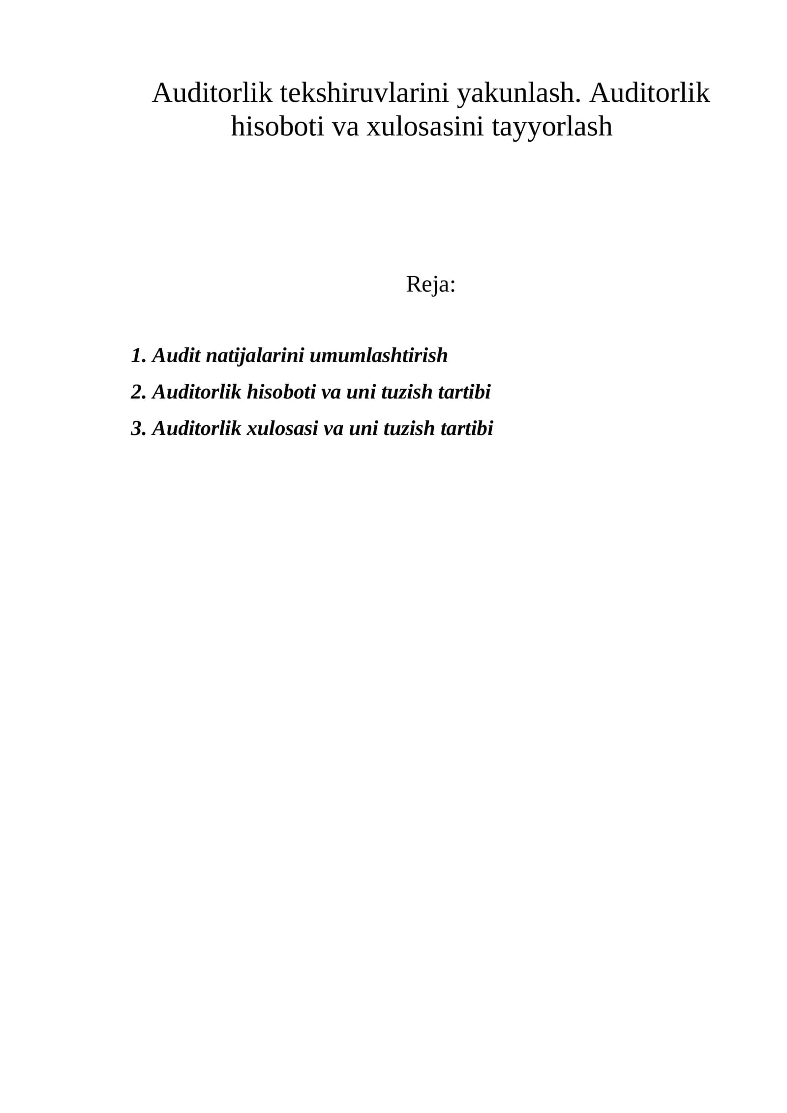 Auditorlik Tеkshiruvi Natijalari
