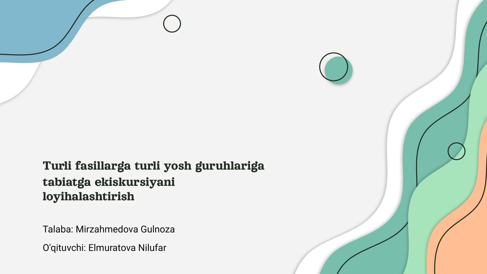 Tabiatga ekishning ahamiyati