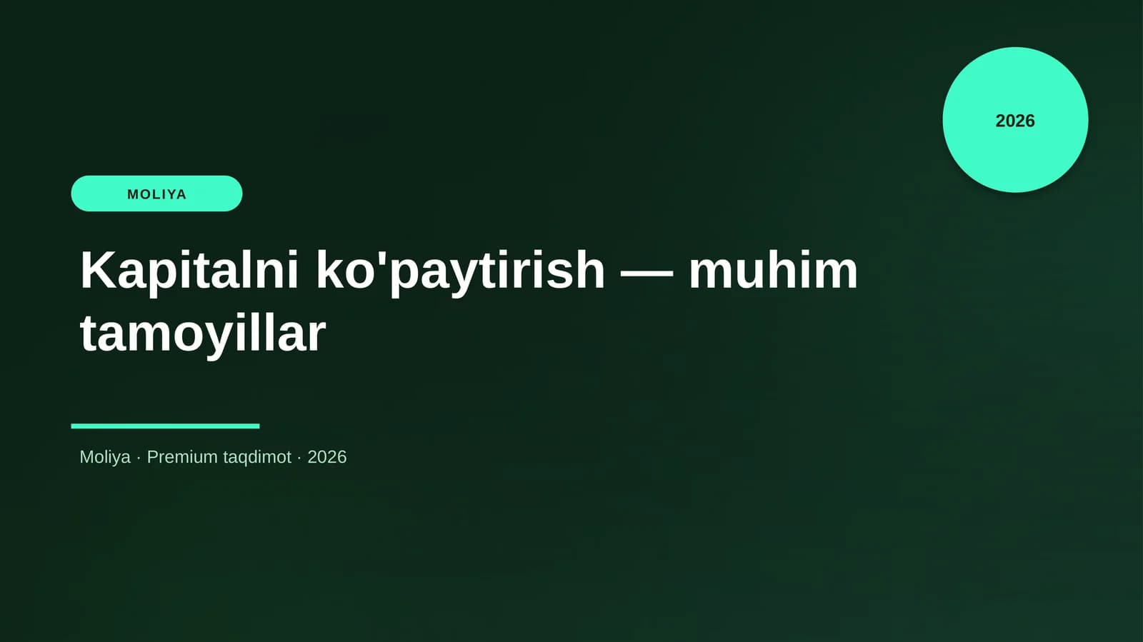 Kapitalni ko'paytirish — muhim tamoyillar