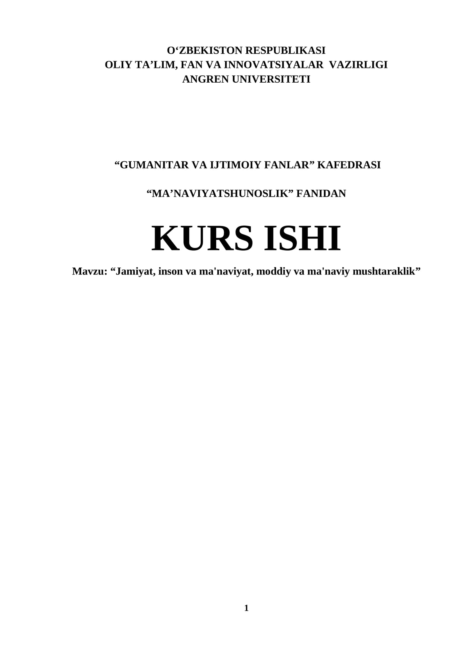 MA’NAVIYATSHUNOSLIK