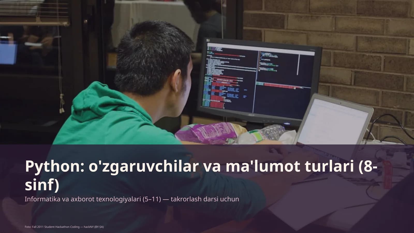 Python: o'zgaruvchilar va ma'lumot turlari (8-sinf)
