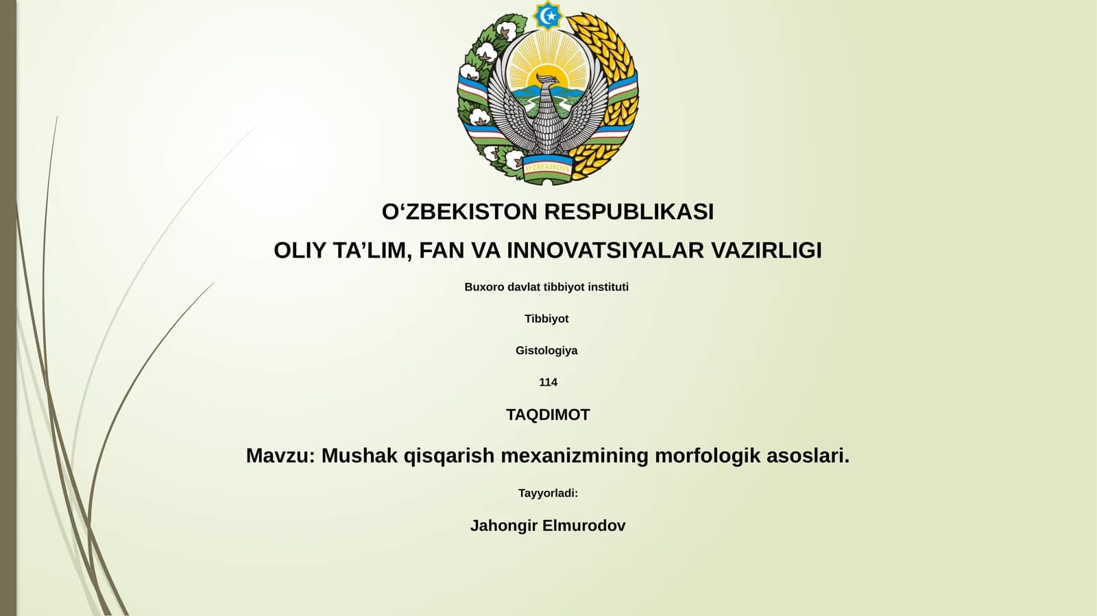 Mushak qisqarish mexanizmining morfologik asoslari