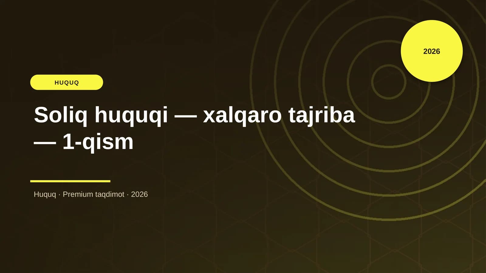 Soliq huquqi — xalqaro tajriba — 1-qism