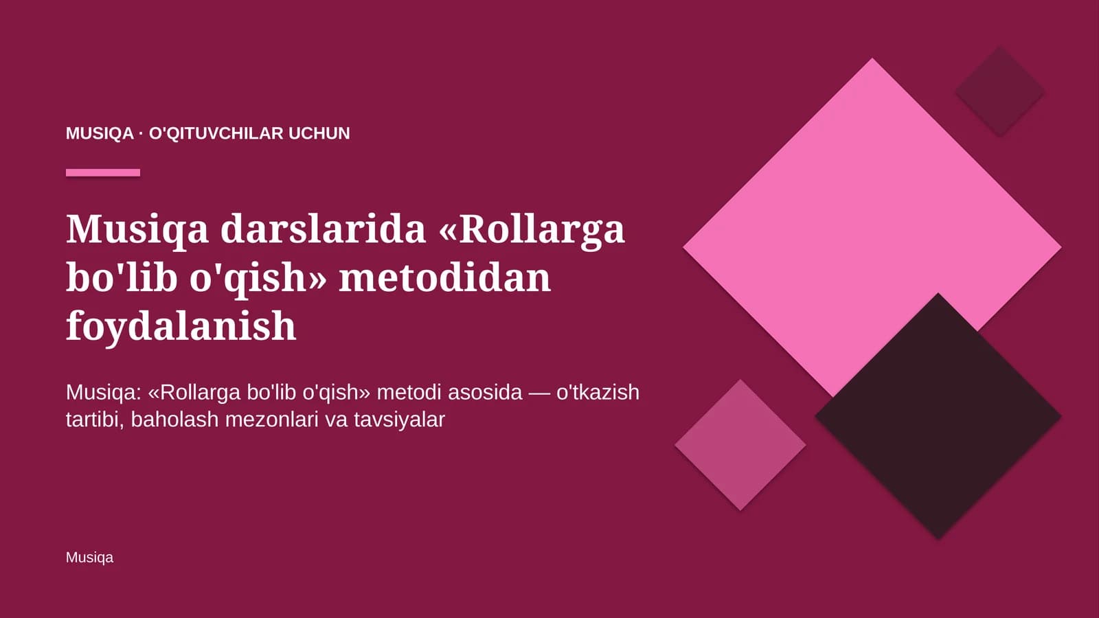 musiqa darslarida rollarga bo'lib o'qish metodidan foydalanish 5683
