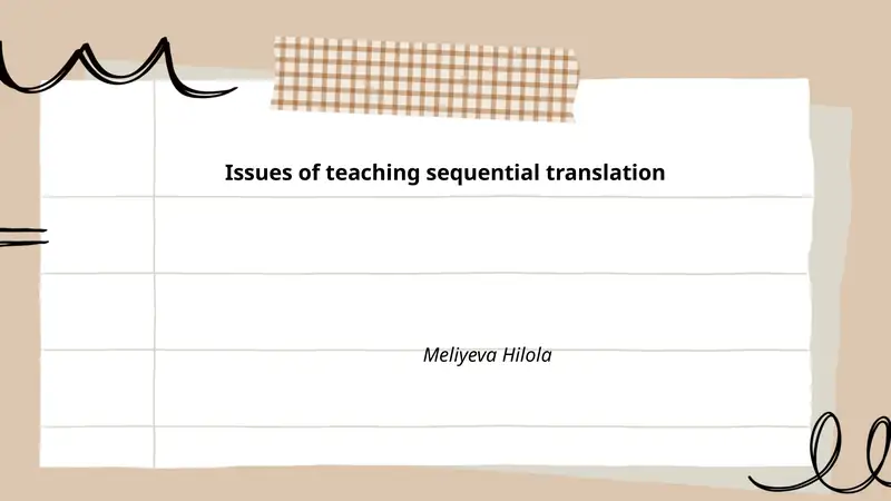 Issues of teaching sequential translation