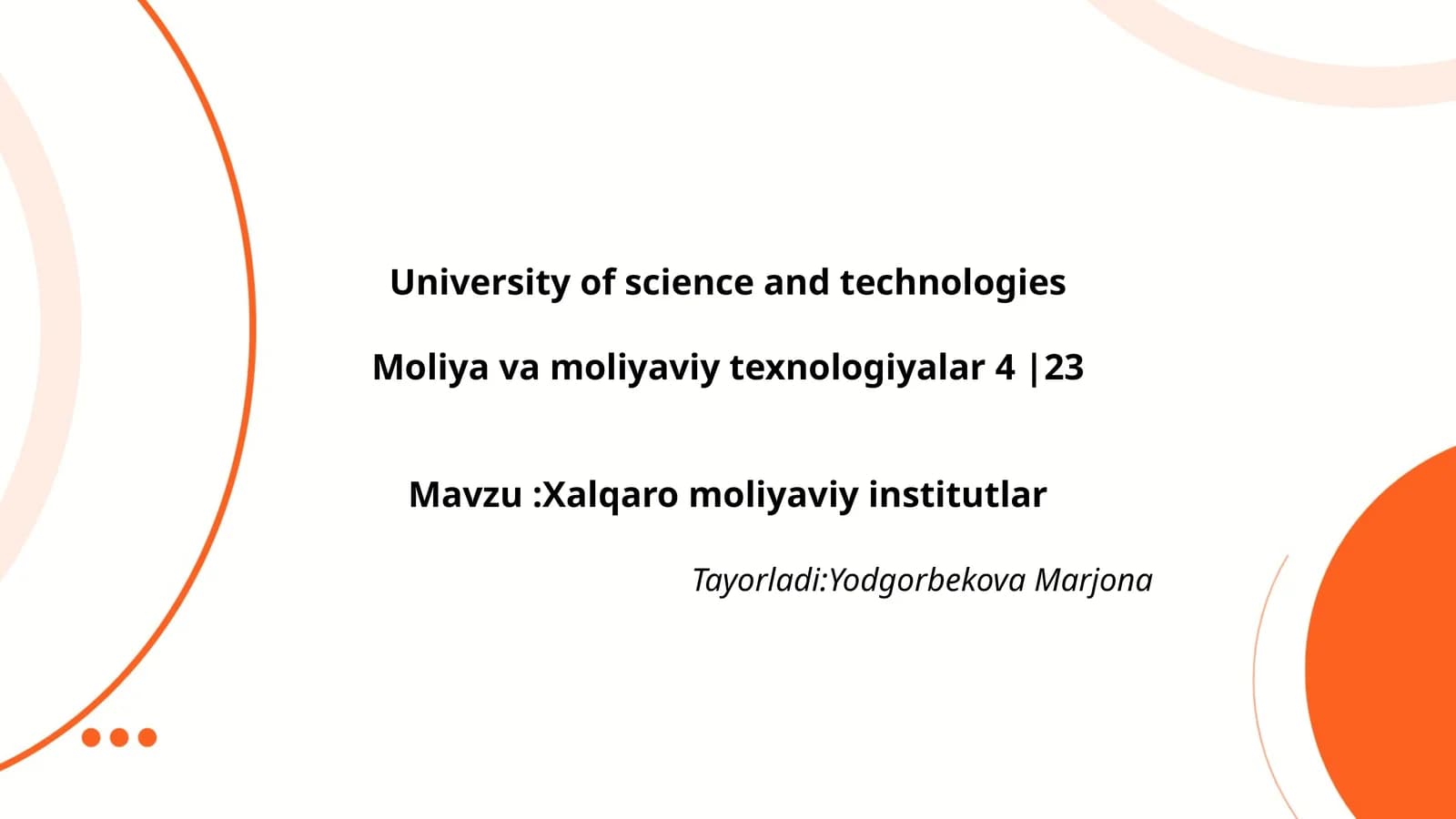 Xalqaro moliyaviy institutlar