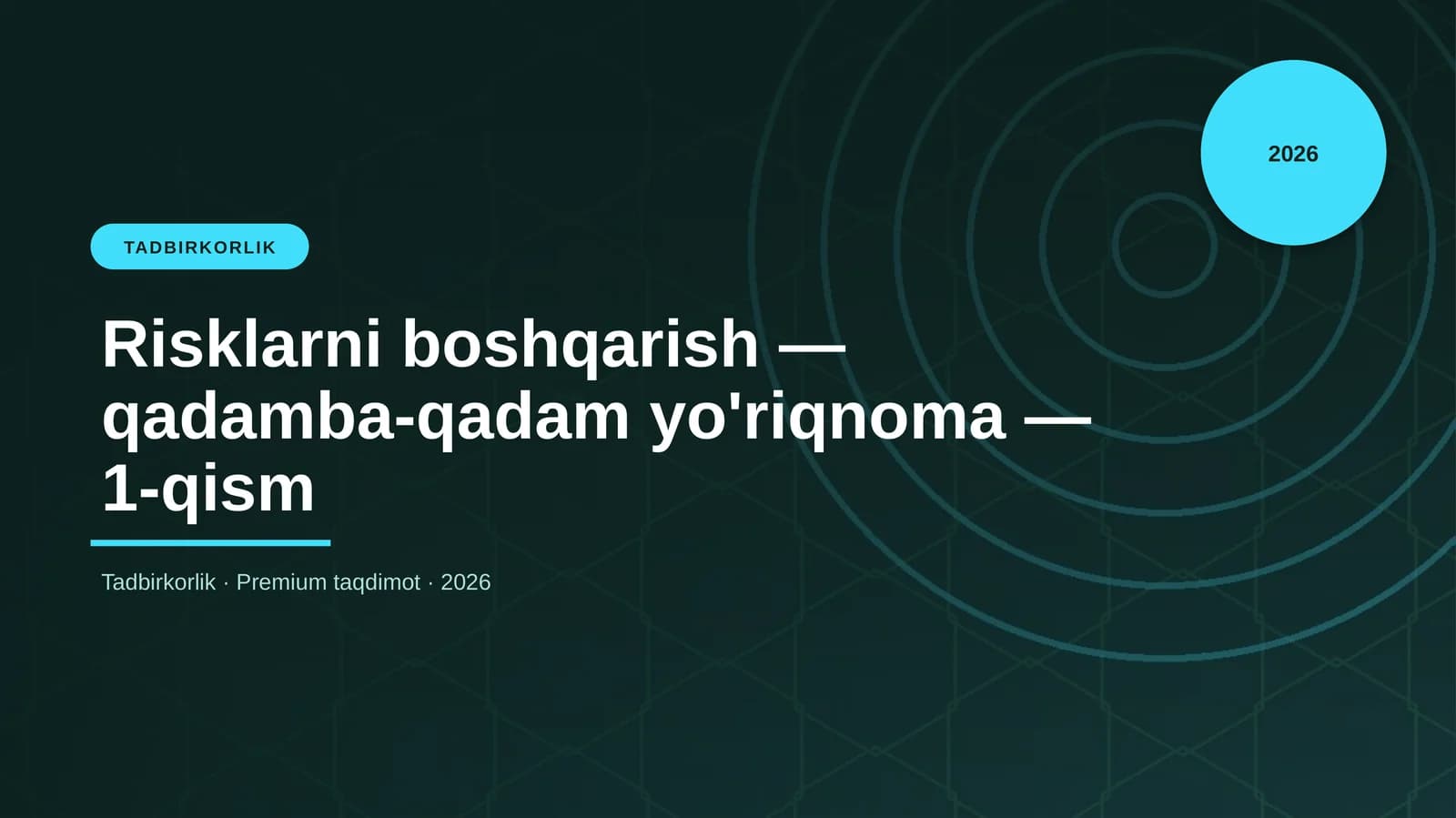 Risklarni boshqarish — qadamba-qadam yo'riqnoma — 1-qism