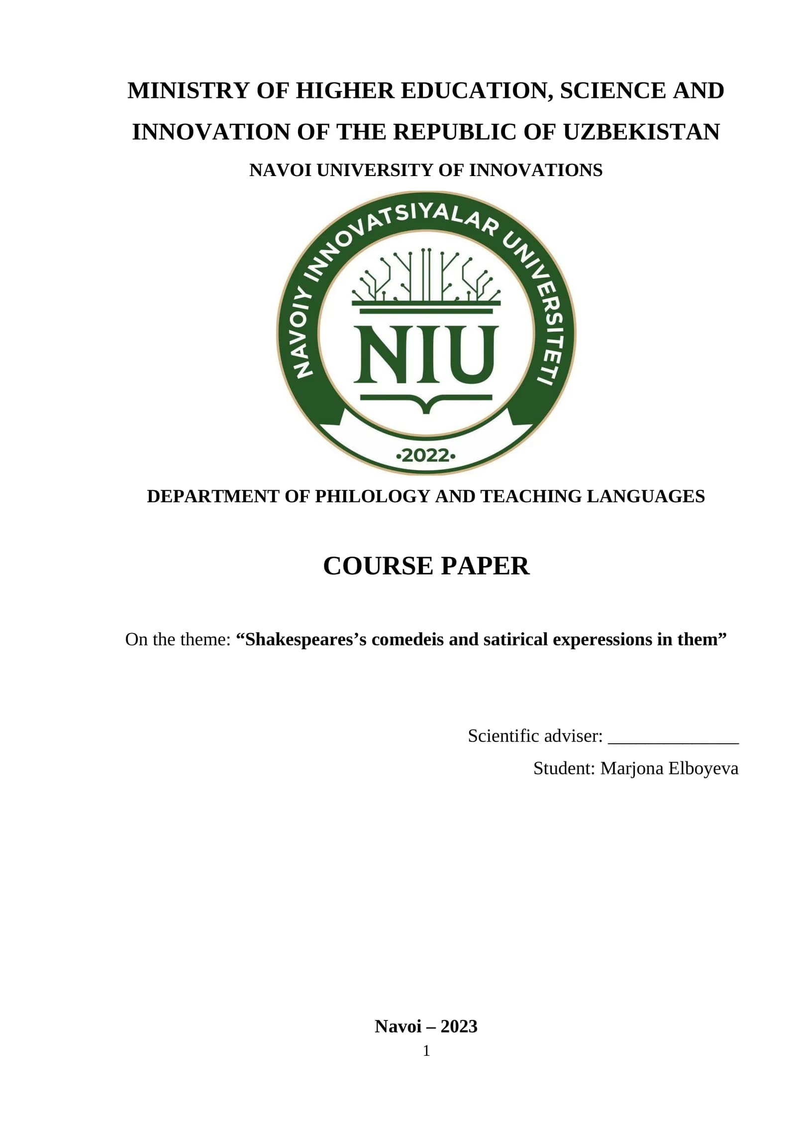 SHAKESPEARES’S COMEDEIS AND SATIRICAL EXPERESSIONS IN THEM