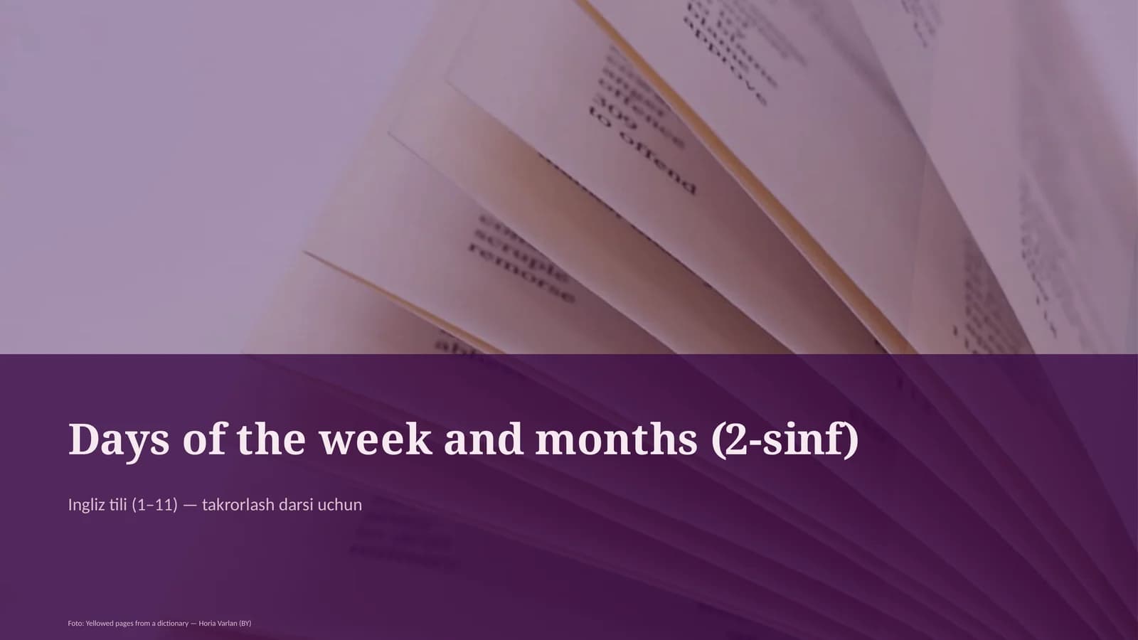 Days of the week and months (2-sinf)