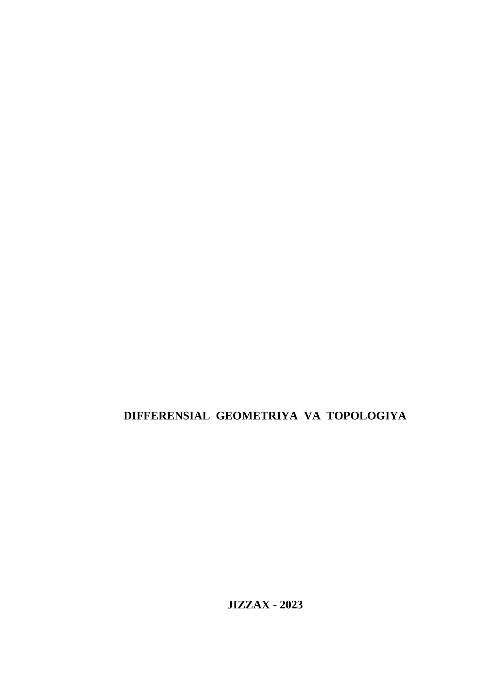 Differensial Geometriya va Topologiya
