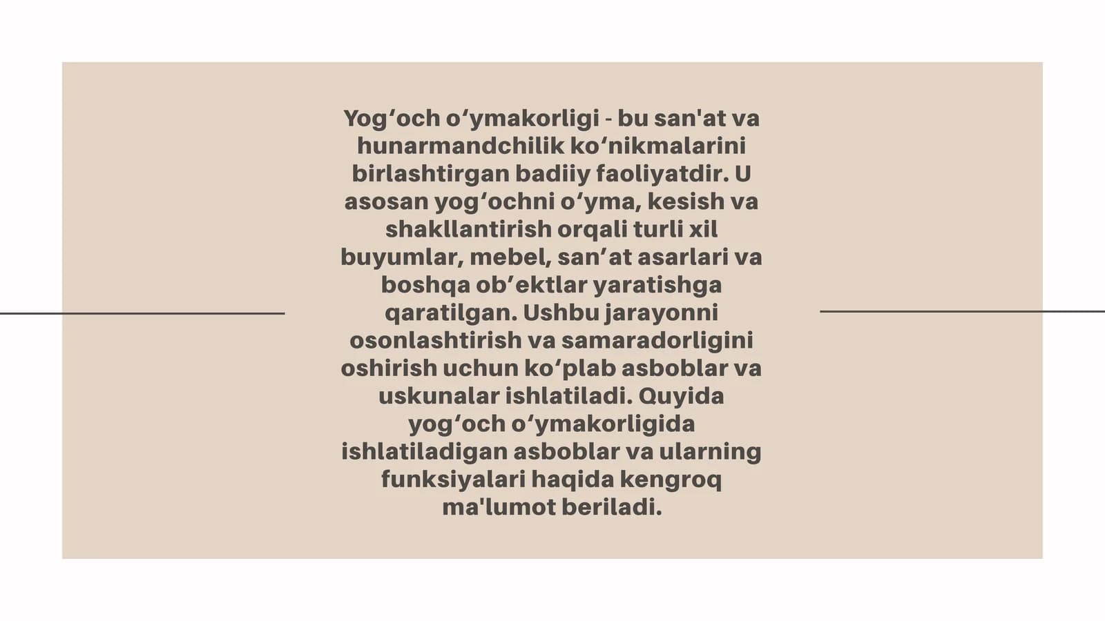 Yog‘och O‘ymakorligi Asboblari