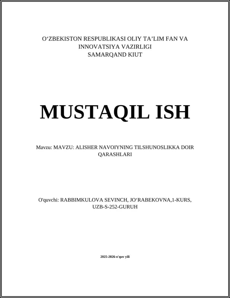 Alisher Navoiyning Tilshunoslikka Doir Qarashlari