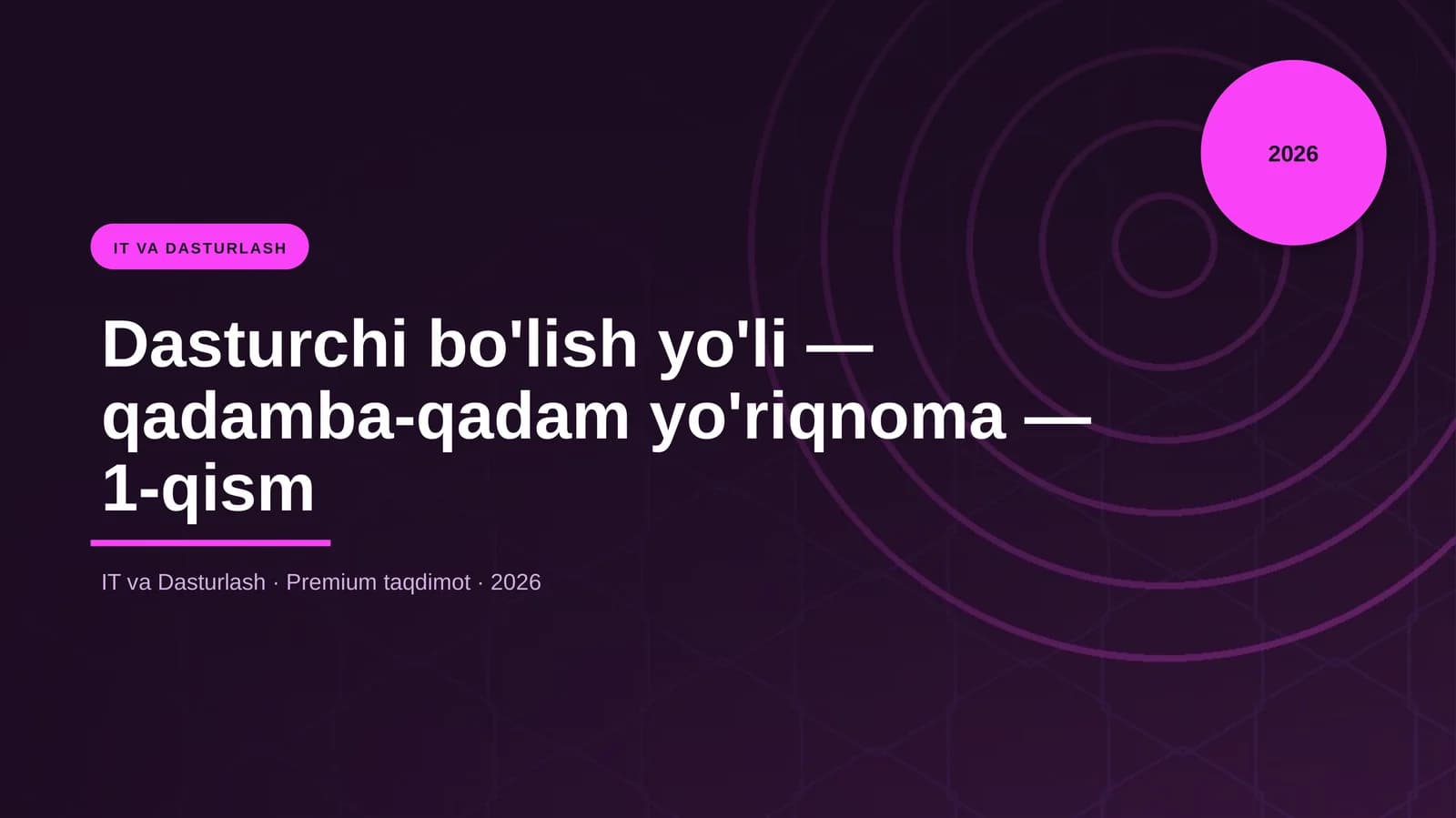 Dasturchi bo'lish yo'li — qadamba-qadam yo'riqnoma — 1-qism