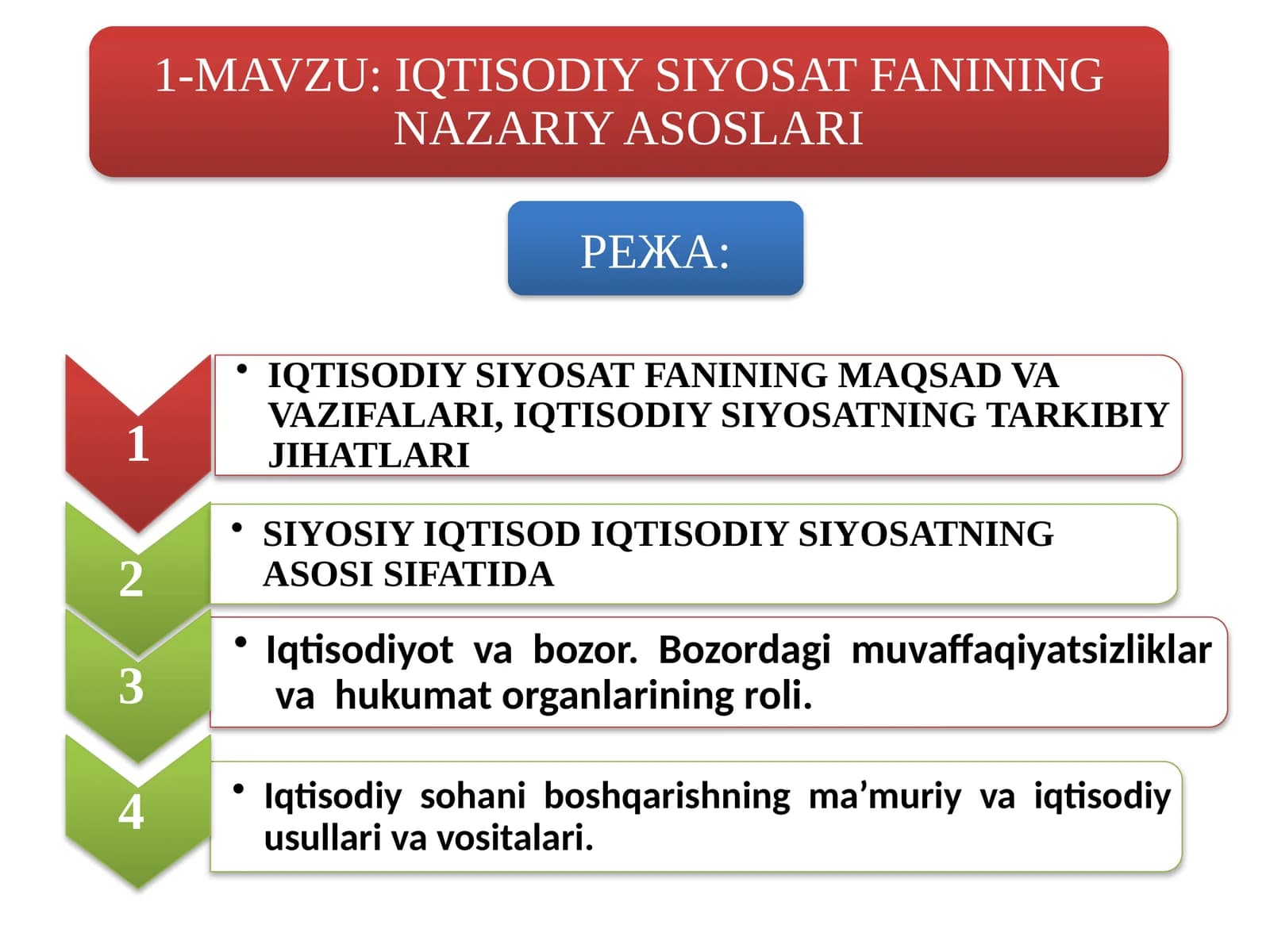 IQTISODIY SIYOSATFANINING MAQSAD VA VAZIFALARI
