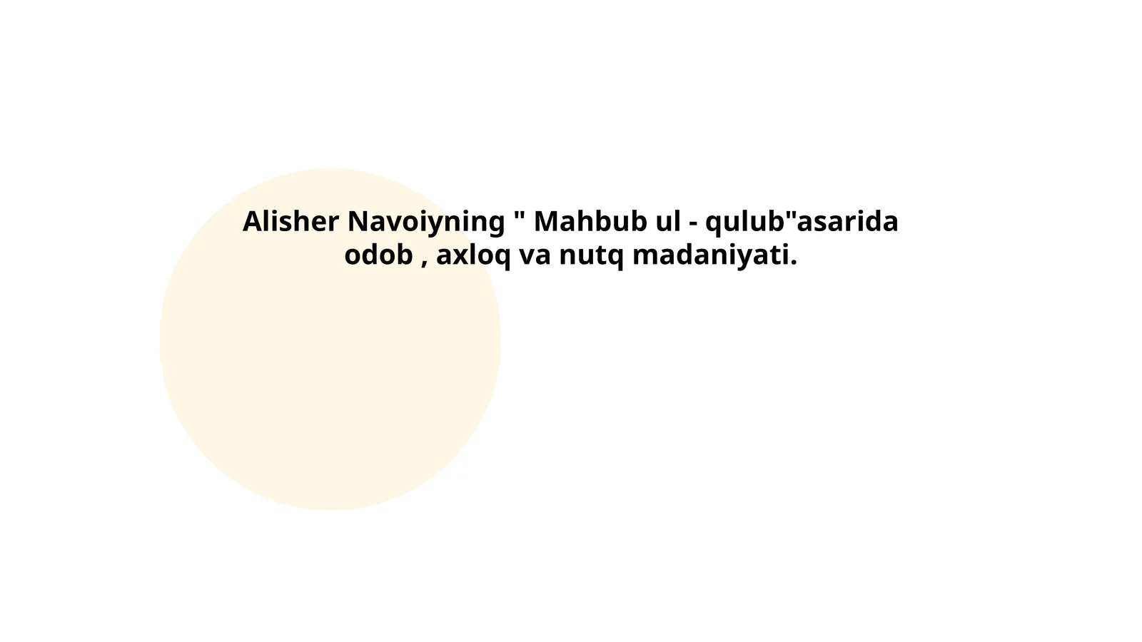 "Mahbub ul-qulub"dan ma'ruza