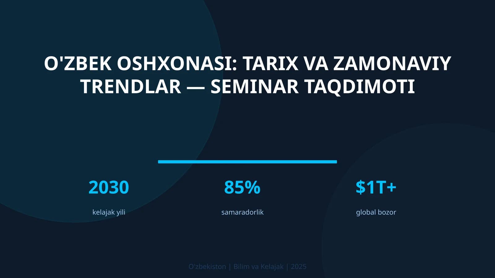 O'ZBEK OSHXONASI: TARIX VA ZAMONAVIY TRENDLAR — SEMINAR TAQDIMOTI