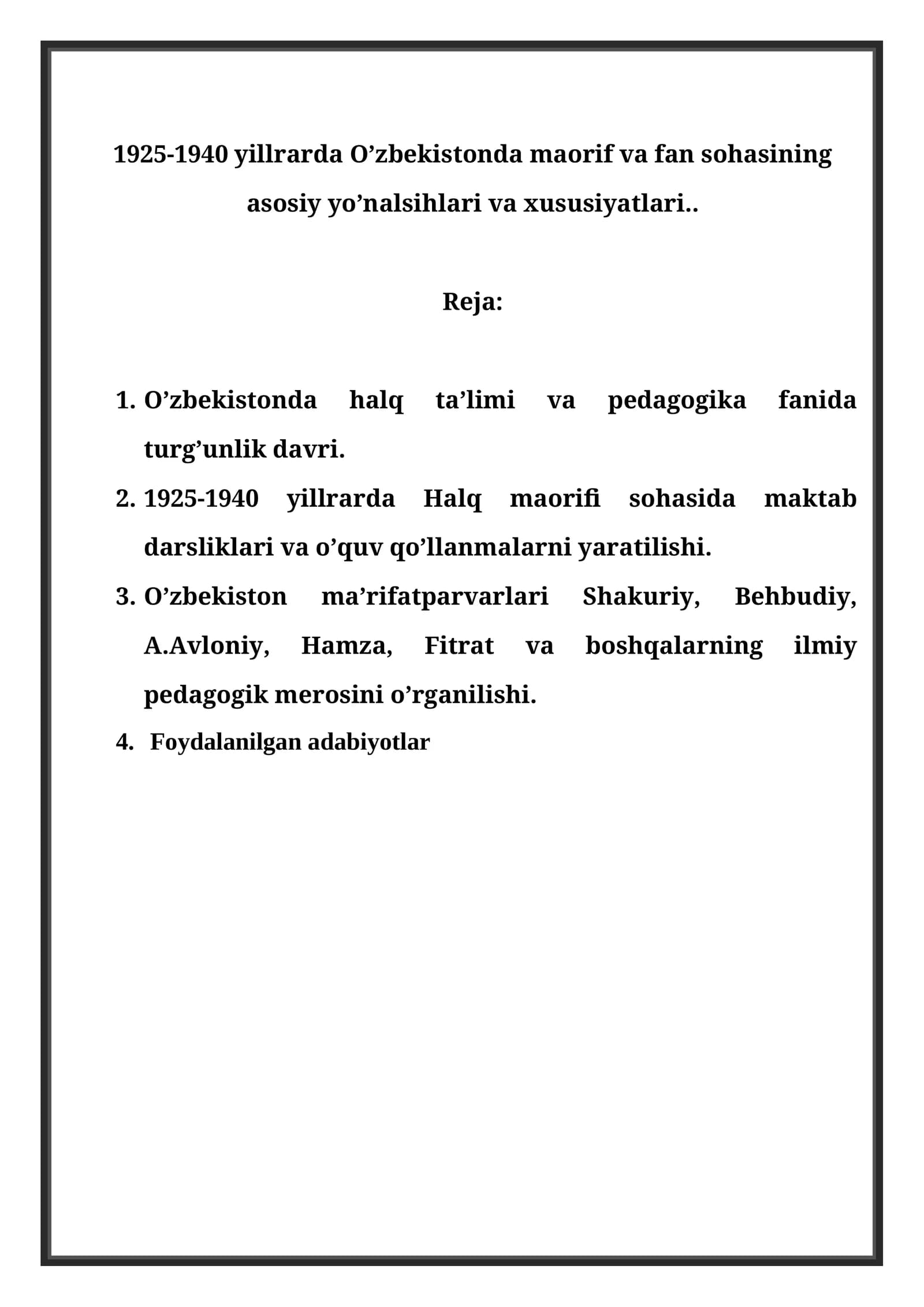O’zbekistonda maorif va fan sohasi