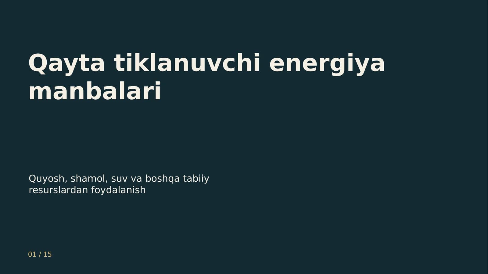 Qayta tiklanuvchi energiya manbalari