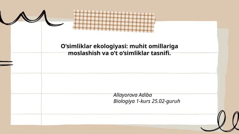 O‘simliklar Ekologiyasi