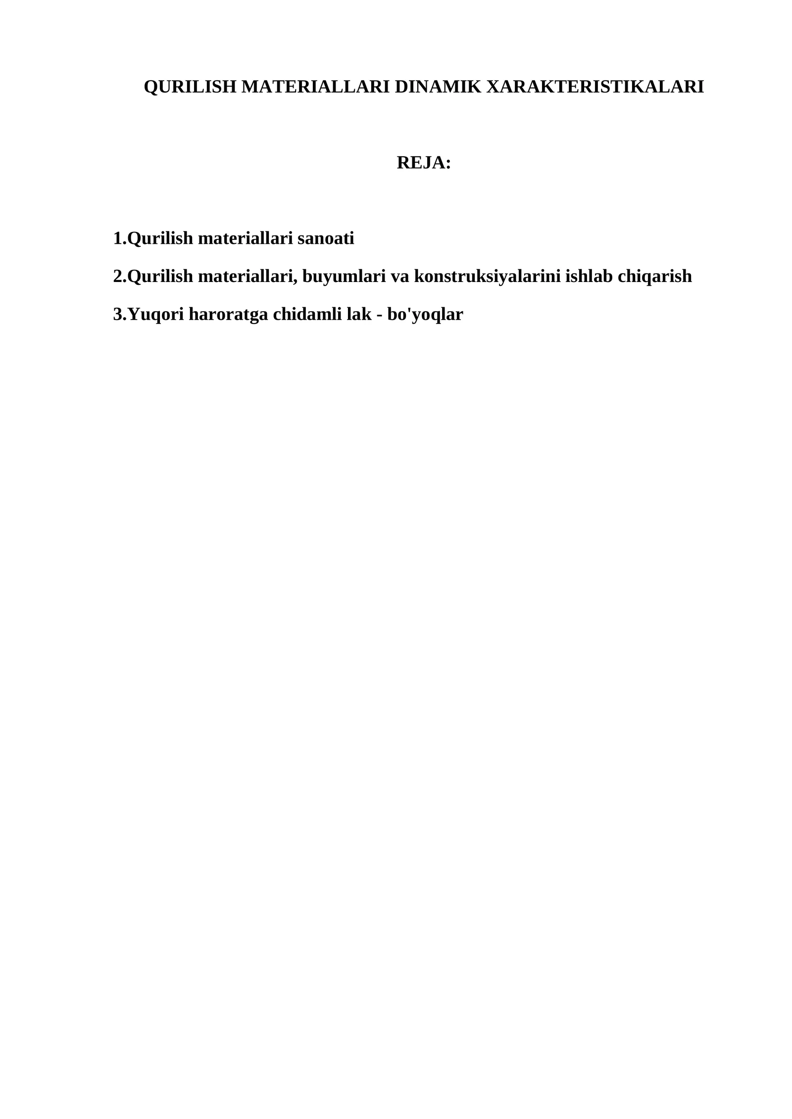 Qurilish materiallari dinamik xarakteristikalari