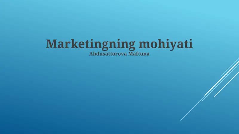 Marketingning mohiyati