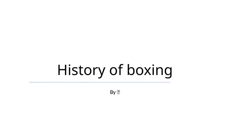 History of boxing