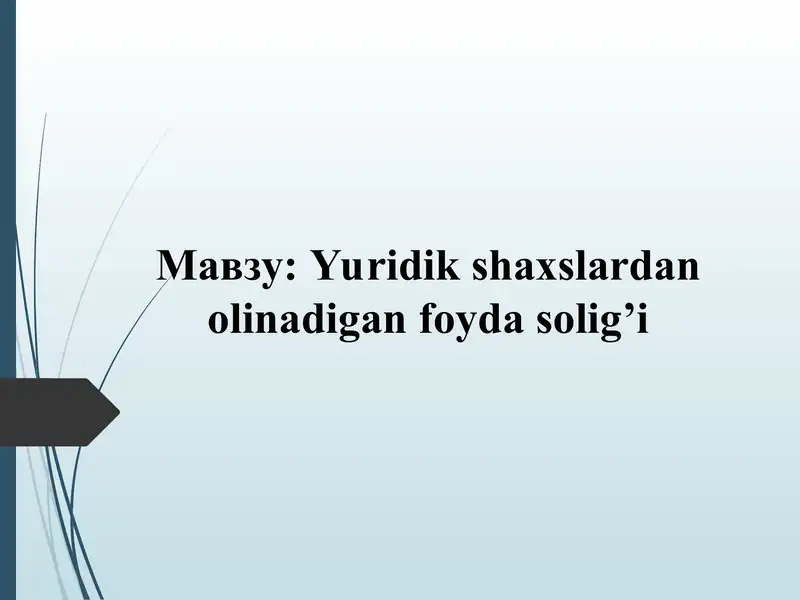 Yuridik shaxslardan olinadigan foyda solig’i