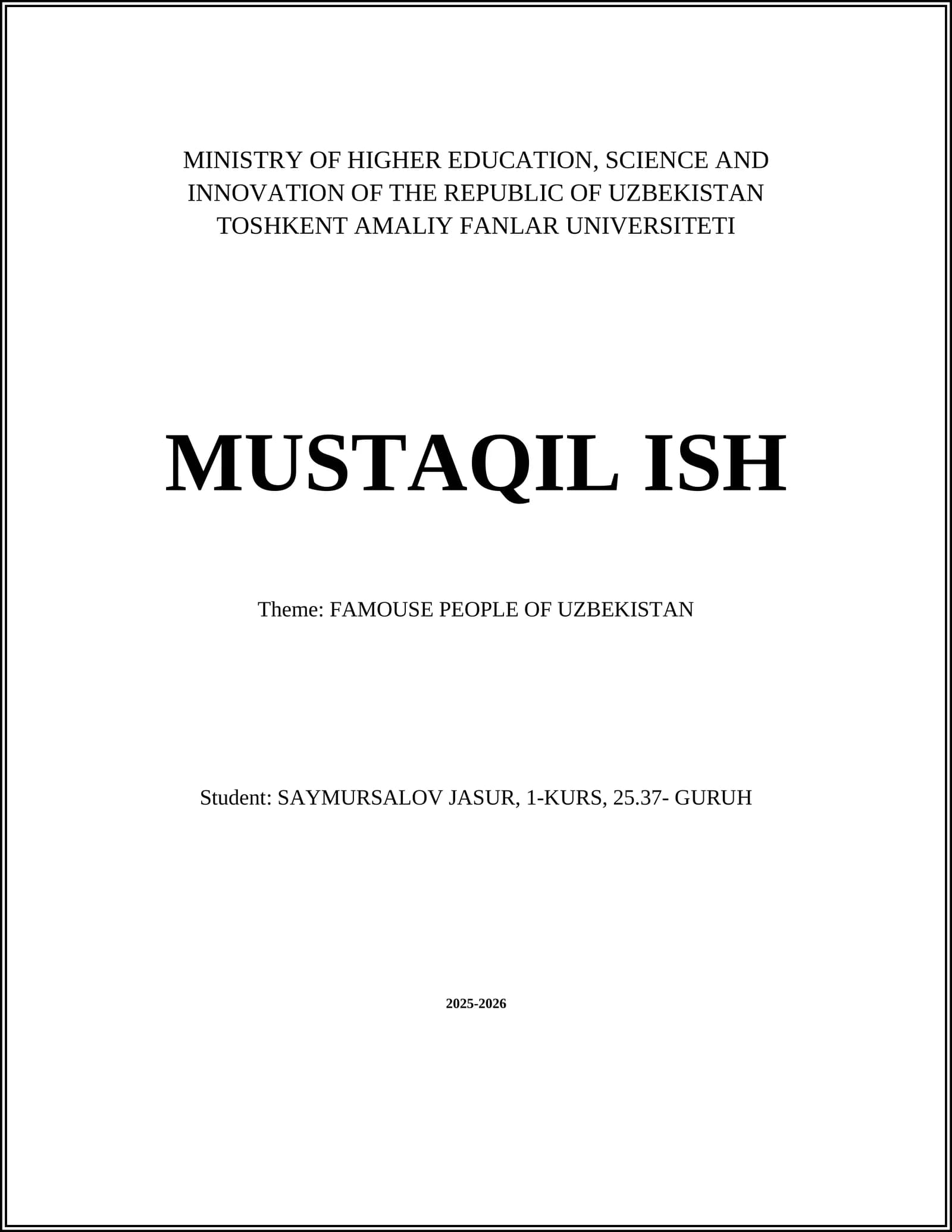 FAMOUSE PEOPLE OF UZBEKISTAN