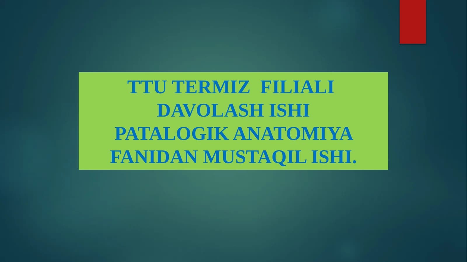 TERMIZ FILIALIDAVOLASH ISHI