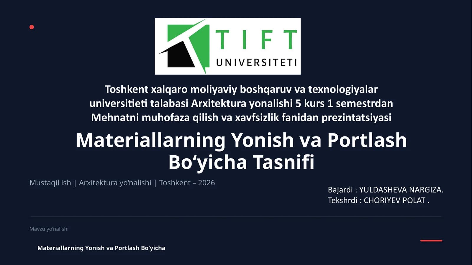 Materiallarning yonish va portlash bo'yicha tasnifi