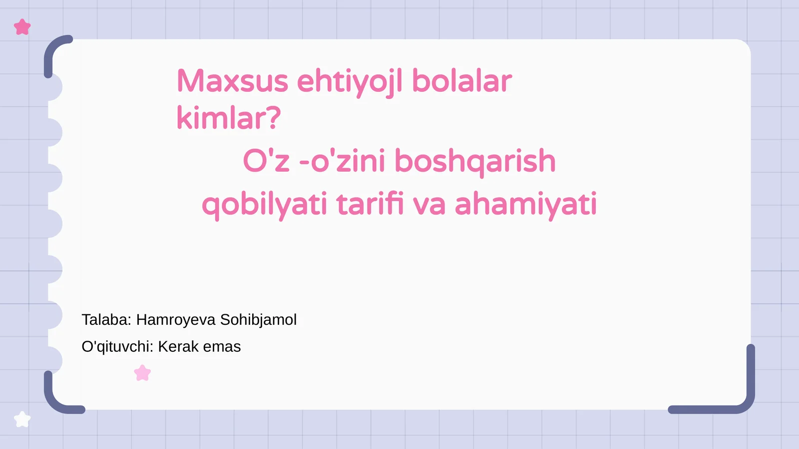 Maxsus ehtiyojli bolalar kimlar?