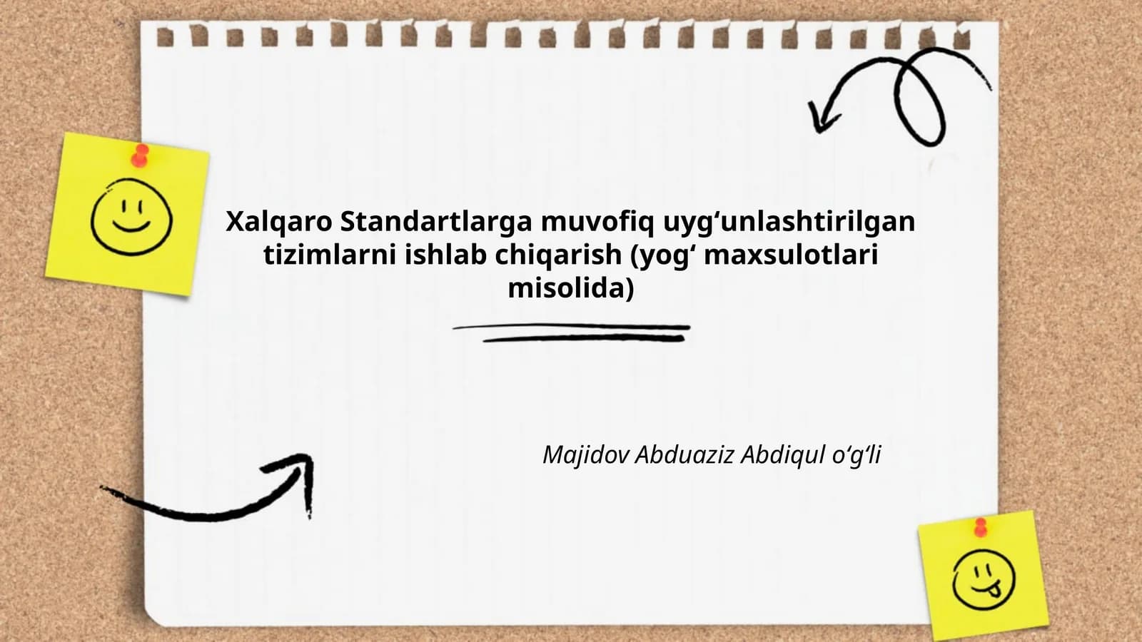 Xalqaro Standartlarga muvofiq uygʻunlashtirilgan tizimlarni ishlab chiqarish (yogʻ maxsulotlari misolida)