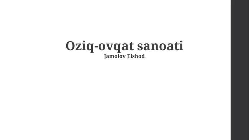 Oziq-ovqat sanoati