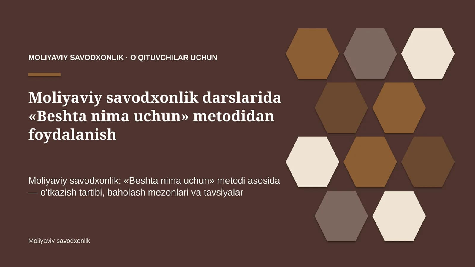 moliyaviy savodxonlik darslarida beshta nima uchun metodidan foydalanish 3447