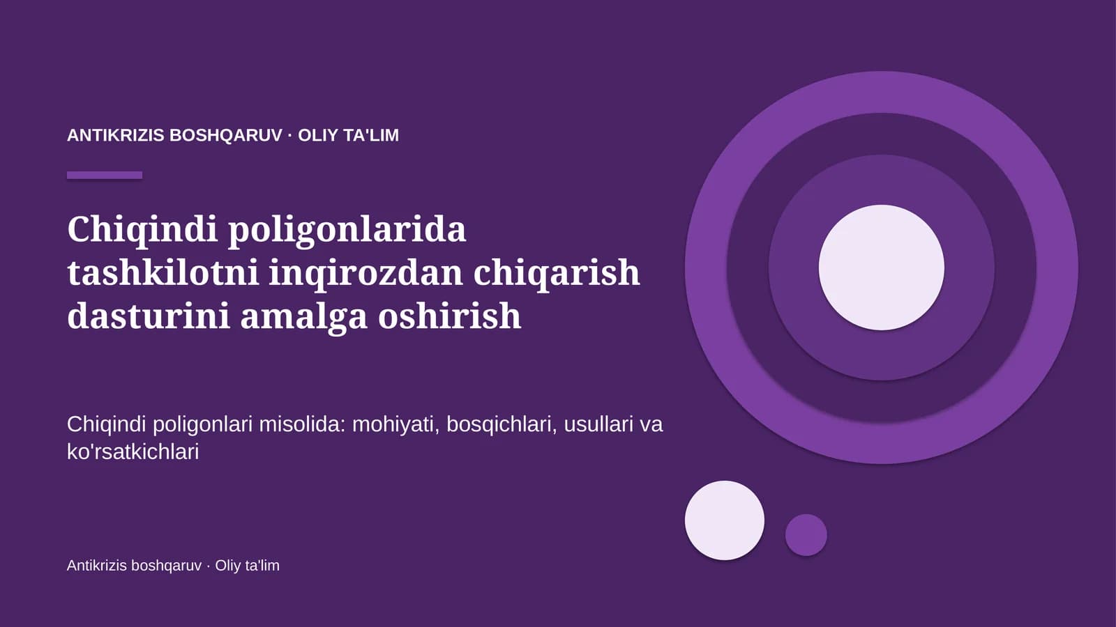 Antikrizis boshqaruv · Oliy ta'lim