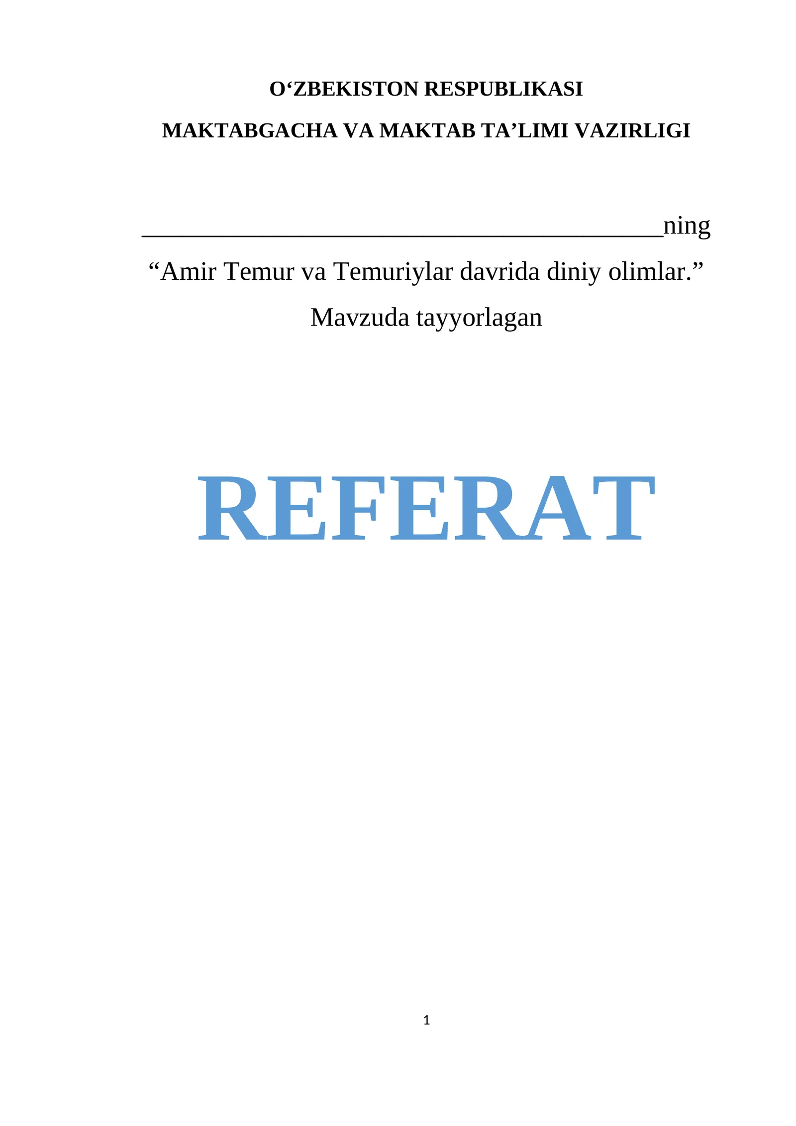 Amir Temur va Temuriylar davrida diniy olimlar