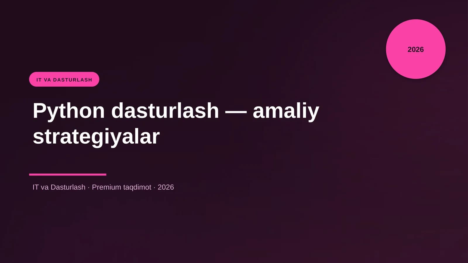 Python dasturlash — amaliy strategiyalar