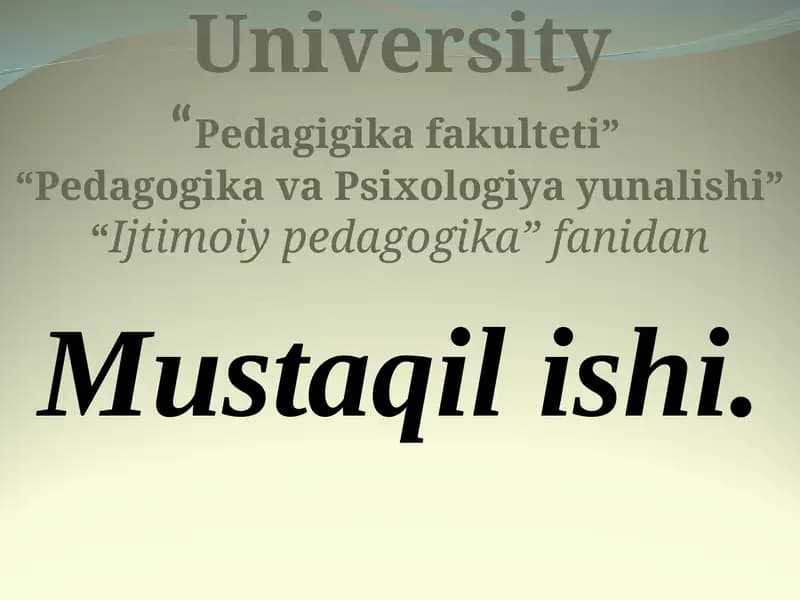 Ijtimoiy tarbiya.