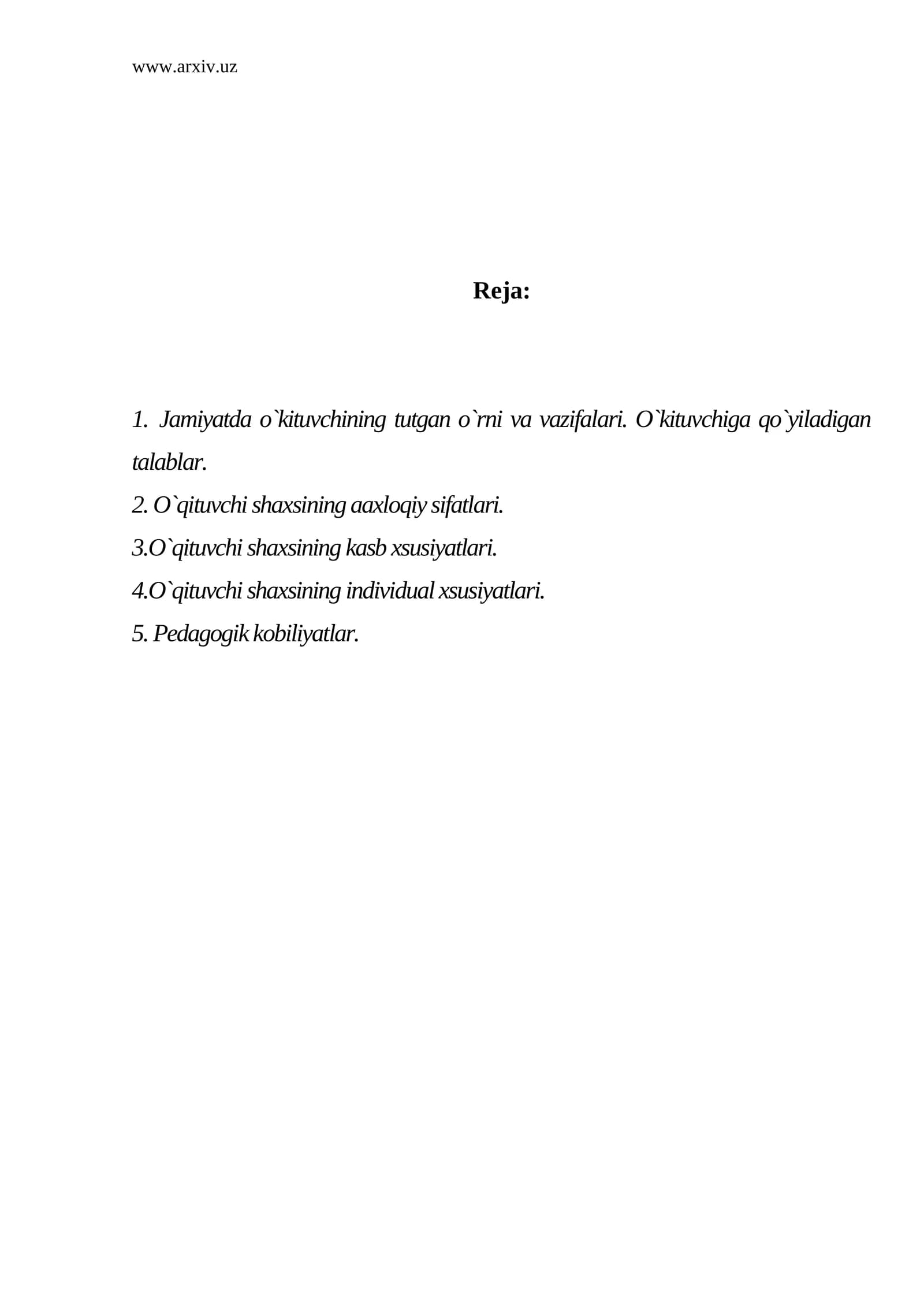 O`qituvchi shaxsining aaxloqiy sifatlari