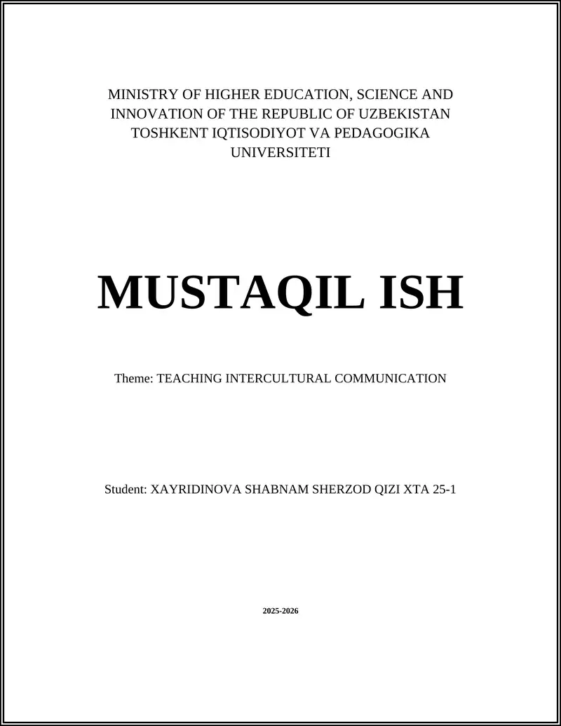 Foundations of Intercultural Communication for Language Teachers